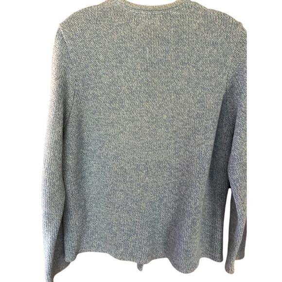 LL Bean Button Front Cotton Cardigan Sweater Womens Large Blue Thick Knit Classi - Picture 2 of 7